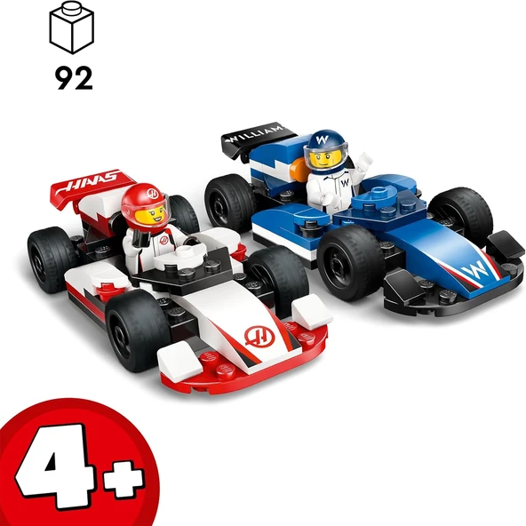 Lego City F1 Williams Racing Ve Haas F1 Yarış Arabaları 60464-4 Yaş Ve Üzeri Çocuklar Için 2 F1 Pilo - Resim 2