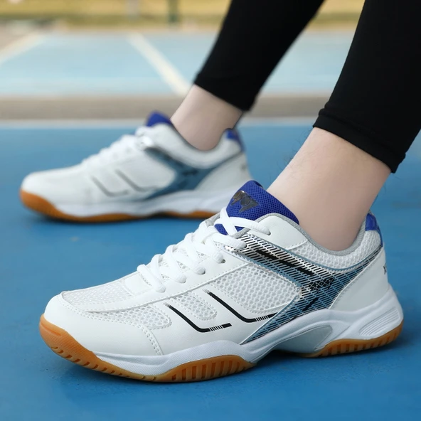 Unisex Badminton Ayakkabısı (Beyaz - Mavi)