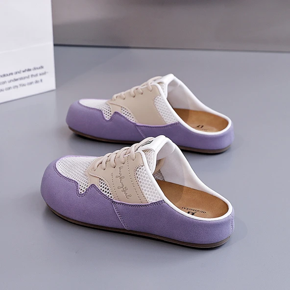 Kadın Yazlık File Slip-On Spor Ayakkabı (Mor)