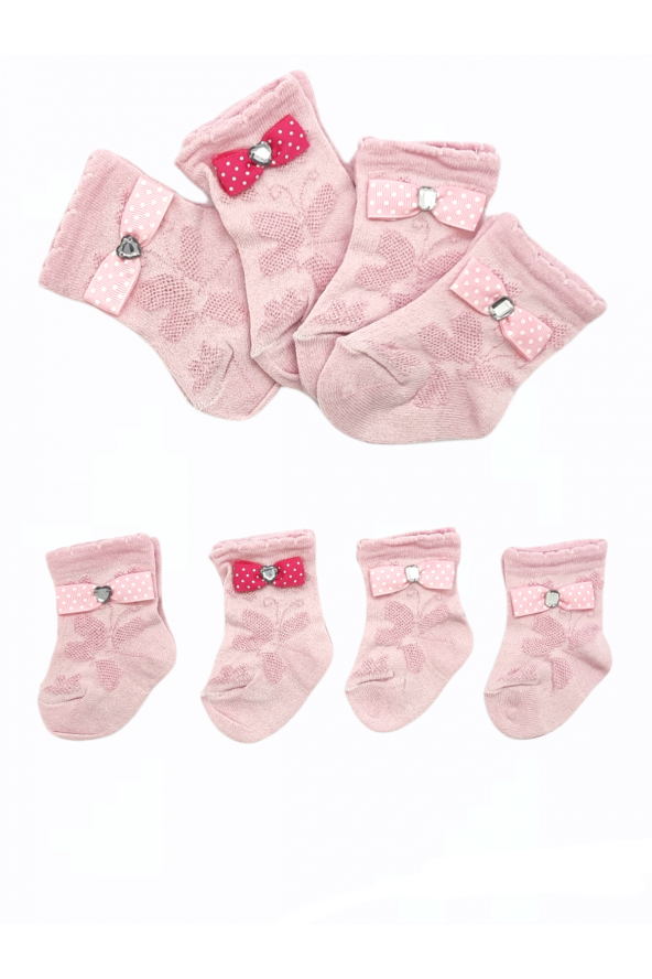 4 lü Kız Bebek Çorabı 0-6 ay   BT-0276