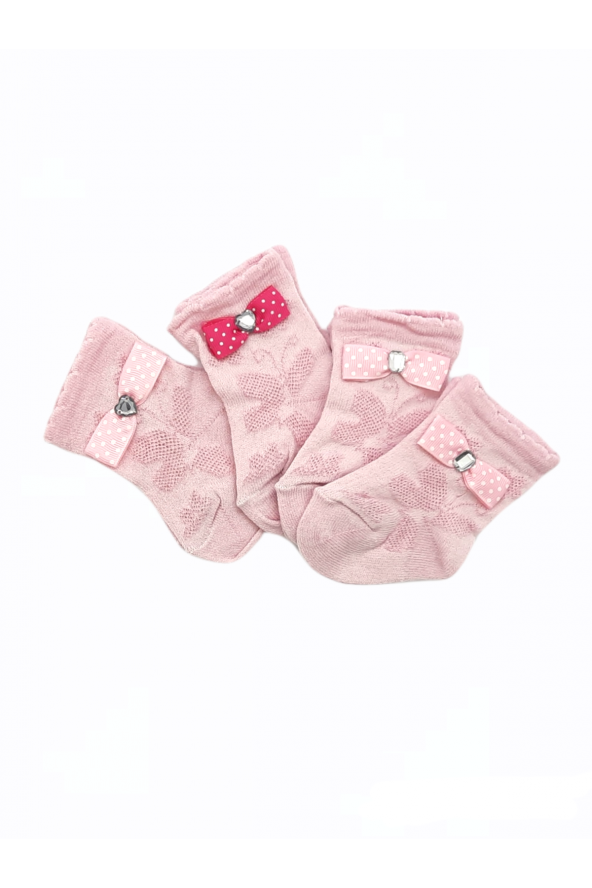 4 lü Kız Bebek Çorabı 0-6 ay   BT-0276 - 2