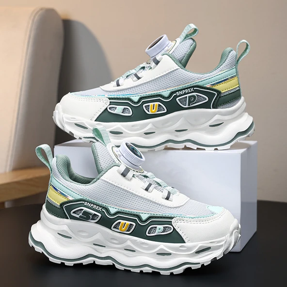 Unisex Çocuk Günlük Spor Ayakkabı (Gri - Yeşil)