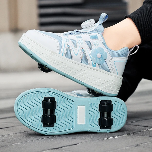 Unisex Çocuk Patenli Spor Ayakkabı (Açık Mavi)