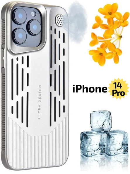 iPhone 14 Pro Lüks Kokulu Telefon Kılıfı Ultra Design Darbeye Dayanıklı Premium Kılıf ( Krem )