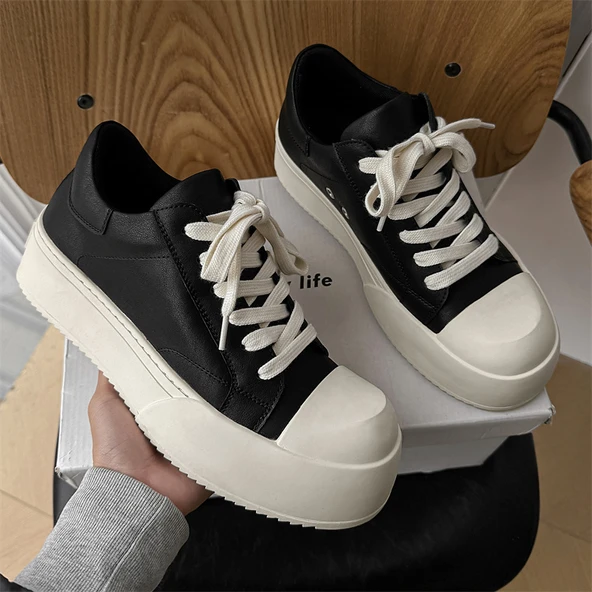 Unisex Günlük Kalın Taban Spor Ayakkabı (Siyah-88558)