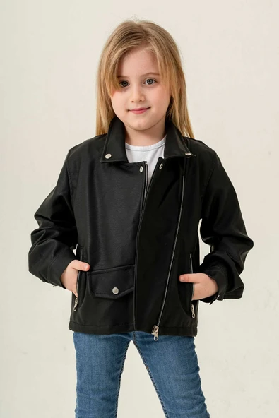 Anne ve Kız Çocuk Kombin Fermuarlı Deri Ceket ( Kombin İçin Sepete 2 Adet Ekleyiniz ) - 7