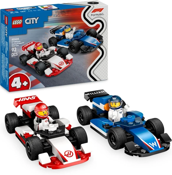 Lego City F1 Williams Racing Ve Haas F1 Yarış Arabaları 60464-4 Yaş Ve Üzeri Çocuklar Için 2 F1 Pilo ürün görseli 1