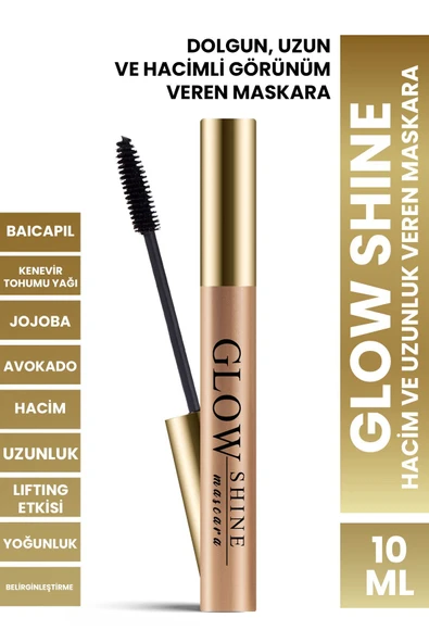 PROCSIN GLOW SHINE Hacim ve Uzunluk Veren Baicapil İçeren Besleyici Maskara 10 ml
