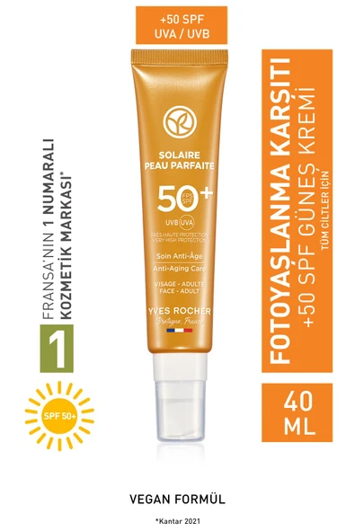 YVES ROCHER Spf 50 Yüksek Korumalı Fotoyaşlanma Ve Leke Karşıtı Yüz Güneş Kremi/solaire Peau Parfaite-40 ml