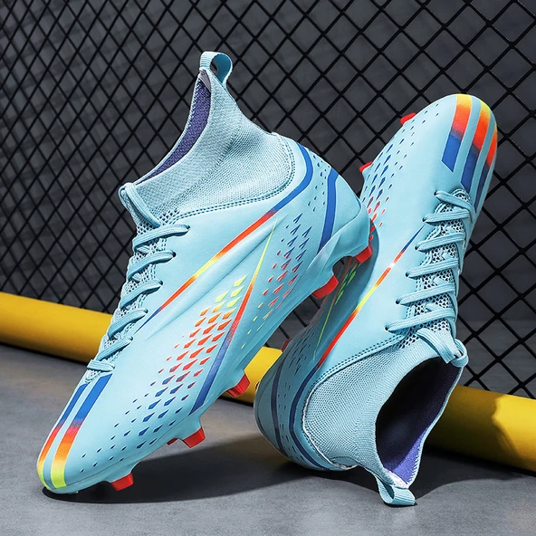 Unisex Krampon Futbol Ayakkabısı (Renkli Beyaz - Siyah) - 4