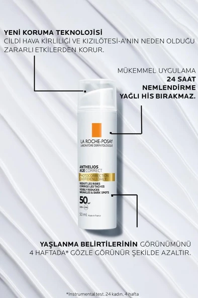 La Roche Posay Anthelios Age Correct Daily Light Cream (Spf50+) Leke ve Kırışıklık Karşıtı Bakım 50 Ml - SKT:08/2027 - 4
