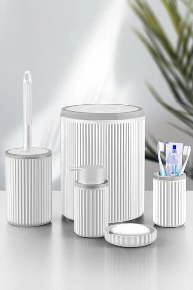Le paris Yuvarlak 5 Parça Banyo Seti - Beyaz