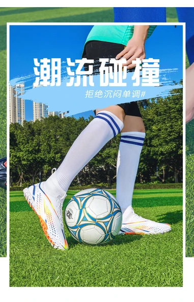 Unisex Krampon Futbol Ayakkabısı (Renkli Beyaz - Siyah) - 9