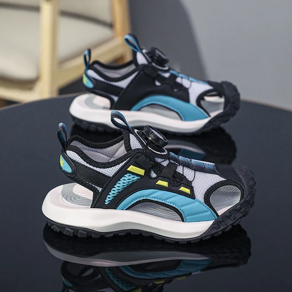 Unisex Çocuk Yazlık Plaj Sandalet (Gri)