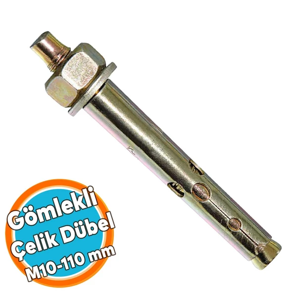 Saplamalı Gömlek Çelik Dübel M10x110 mm Raf Montaj Bağlantı Zemin Monte Tavan Beton Asma Aparat