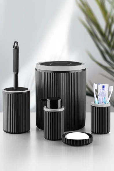 Le paris Yuvarlak 5 Parça Banyo Seti - Siyah