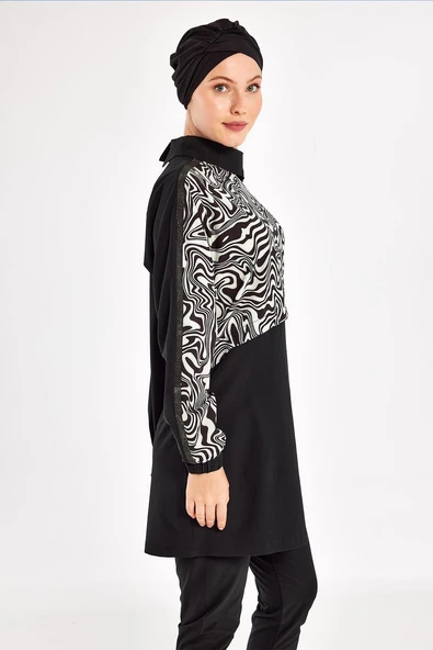 Adasea Kadın Zebri Uzun Kollu Tam Kapalı Tesettür Mayo 1224 - 6