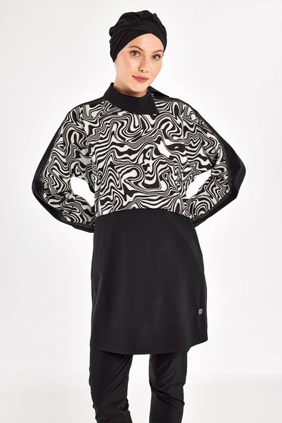 Adasea Kadın Zebri Uzun Kollu Tam Kapalı Tesettür Mayo 1224 - 5