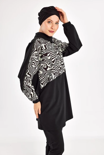 Adasea Kadın Zebri Uzun Kollu Tam Kapalı Tesettür Mayo 1224 - 4
