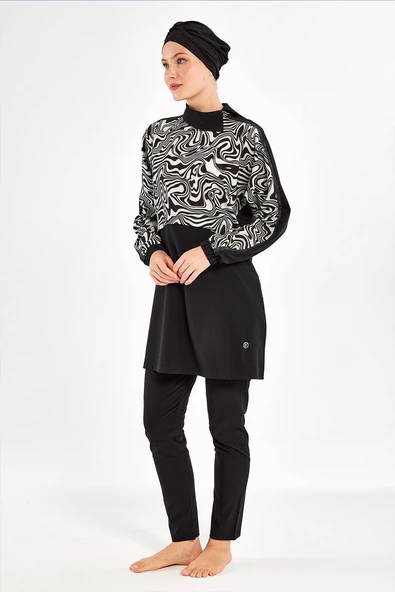 Adasea Kadın Zebri Uzun Kollu Tam Kapalı Tesettür Mayo 1224 - 2