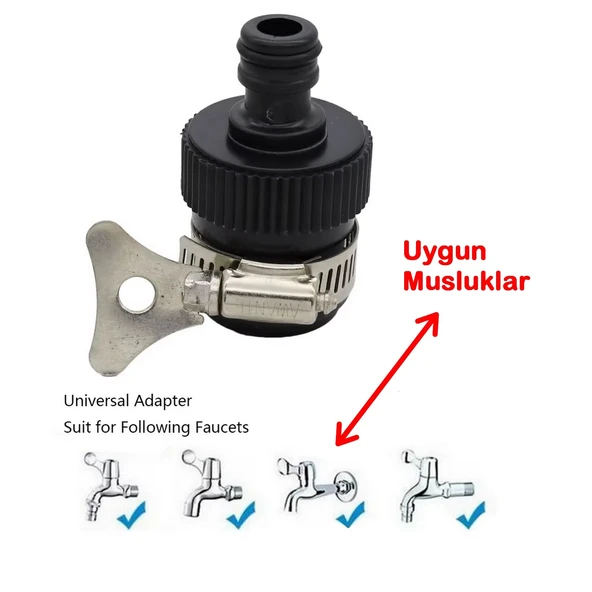 1 Adet Kelepçeli Musluk Adaptörü Musluk Başlığı Musluk Konektörü Musluk Ucu - 3