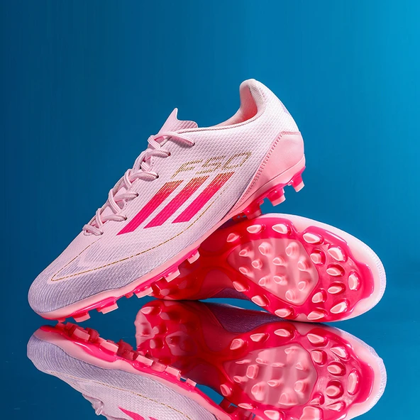 Çocuk Futbol Ayakkabısı - Halı Saha ve Kısa Çim Zemin için (Pembe) - Resim 2