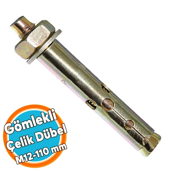 Saplamalı Gömlek Çelik Dübel Raf Montaj Bağlantı Zemin Monte Tavan Beton Asma Aparat M12x110 mm