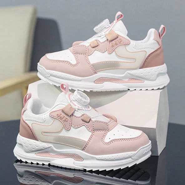 Unisex Çocuk Fileli Spor Ayakkabı (Beyaz - Pembe)