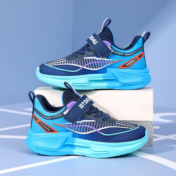 Unisex Çocuk Fileli Spor Ayakkabı (Siyah-1) - 5