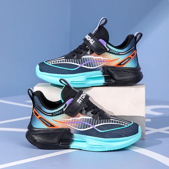 Unisex Çocuk Fileli Spor Ayakkabı (Siyah-1)