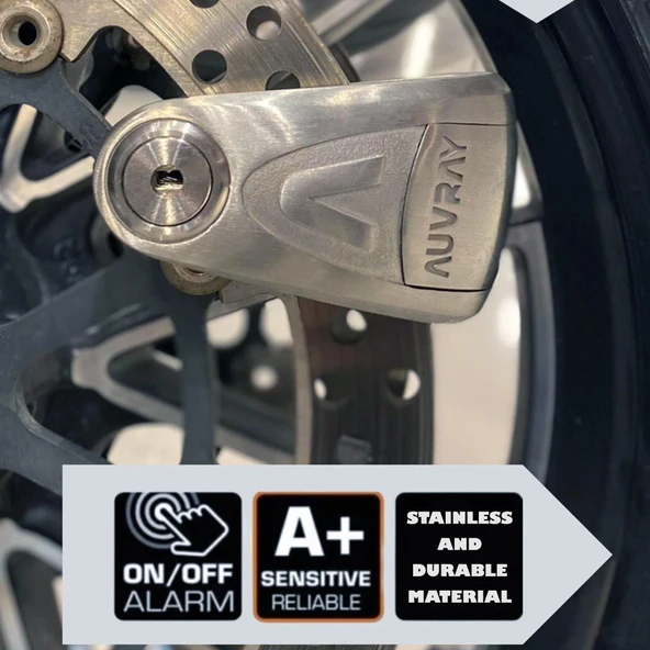 AUVRAY B-LOCK 14 MM 120db SRA Sertifikalı ÇELİK ALARMLI DİSK KİLİDİ - 2
