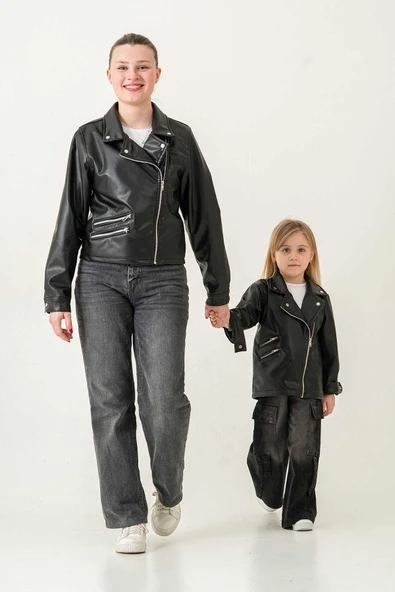 Anne ve Kız Çocuk Kombin Deri Ceket ( Kombin İçin Sepete 2 Adet Ekleyiniz )