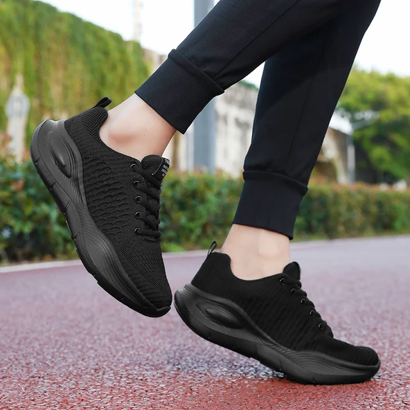 Unisex File Örgü Spor Ayakkabı (Beyaz - Siyah-1) - 6