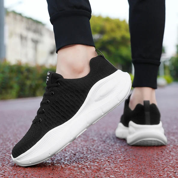 Unisex File Örgü Spor Ayakkabı (Beyaz - Siyah-1) - 5