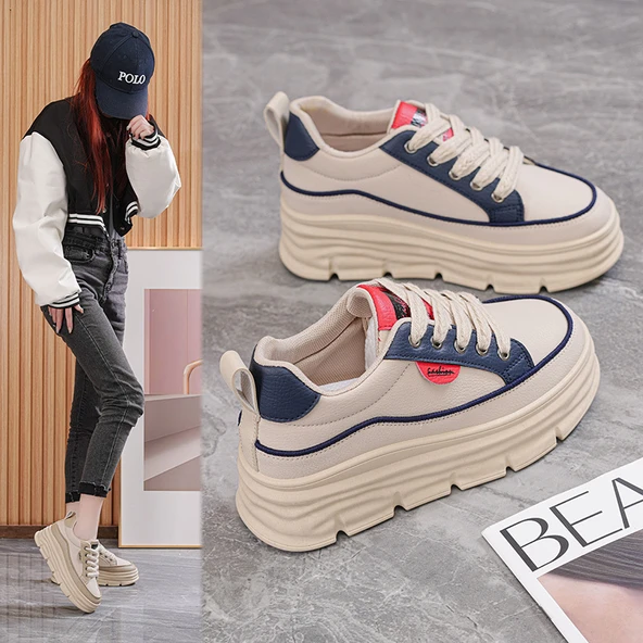 Kadın Günlük Kalın Taban Ayakkabı (Siyah-2) - Resim 6