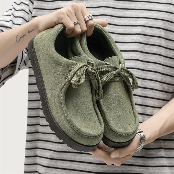 Erkek Günlük Süet Loafer Ayakkabı (Yeşil)