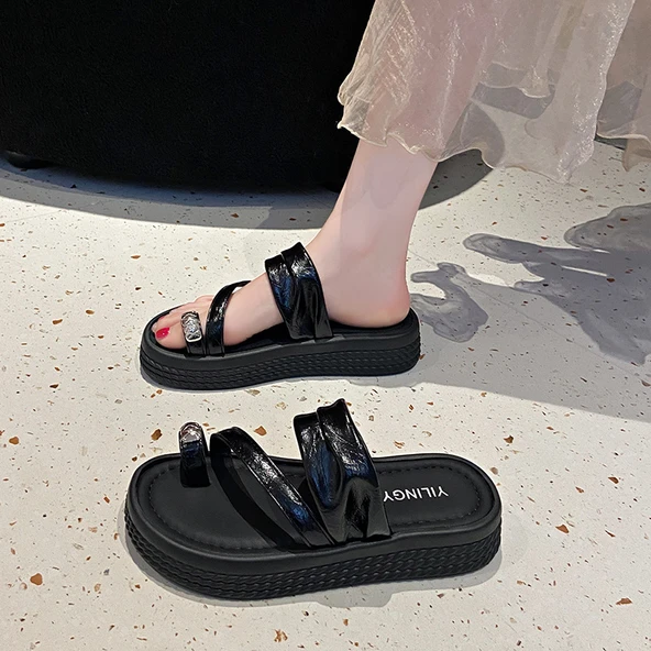 Kadın Platform Topuklu Sandalet (Siyah)