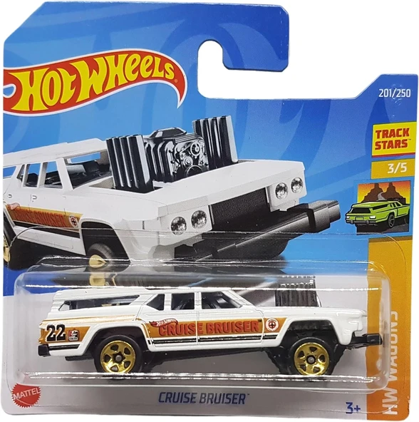Hot Wheels - Cruise Bruiser - Hw Wagons 3/5 - Hcx72 - Short Card - Track Stars - Beyaz - Mattel 2022 ürün görseli 1