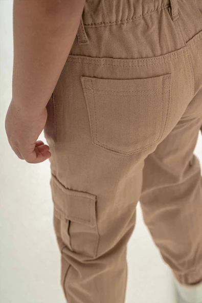 Çift Kargo Cepli Lastikli Paça Gabardin Erkek Çocuk Pantolon - 7
