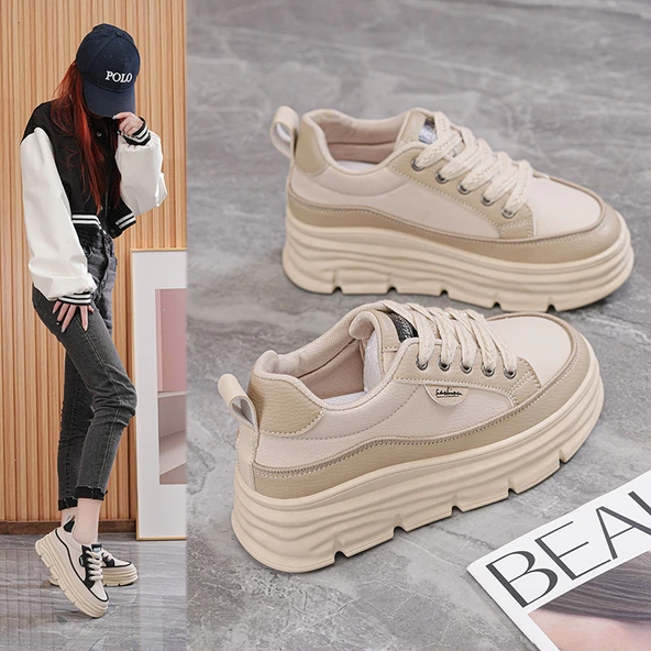 Kadın Günlük Kalın Taban Ayakkabı (Siyah-2) - Resim 5