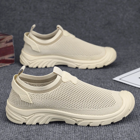 Erkek Örme Slip-On Loafer Ayakkabı (Bej)