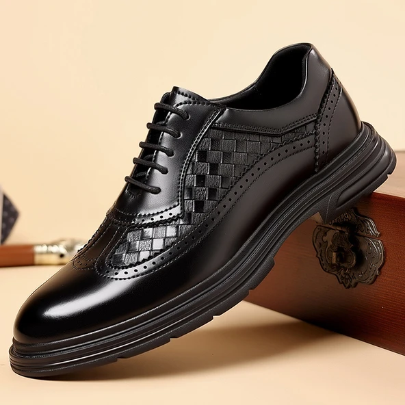 Erkek Brogue Klasik Ayakkabı (Siyah)