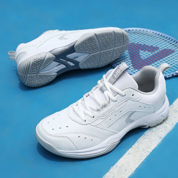 Unisex Badminton Ayakkabısı (Beyaz - Gri)