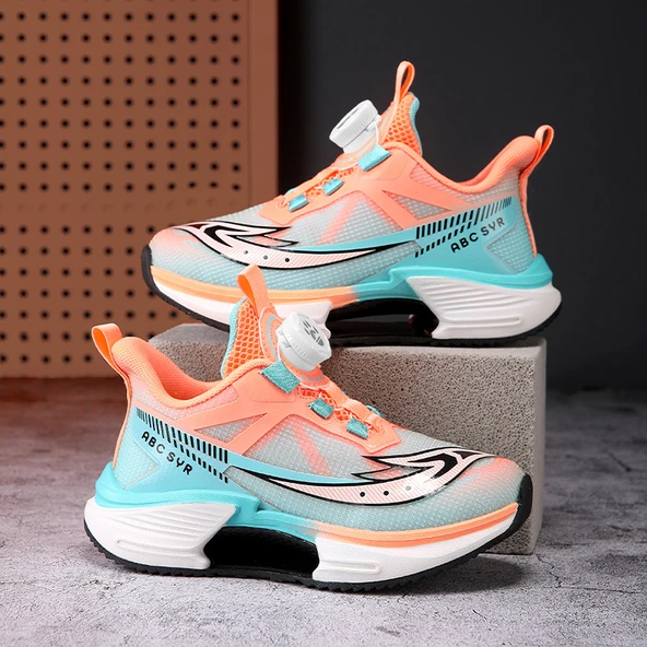 Unisex Çocuk Karbon Fiber Spor Ayakkabı (Siyah - Turuncu)
