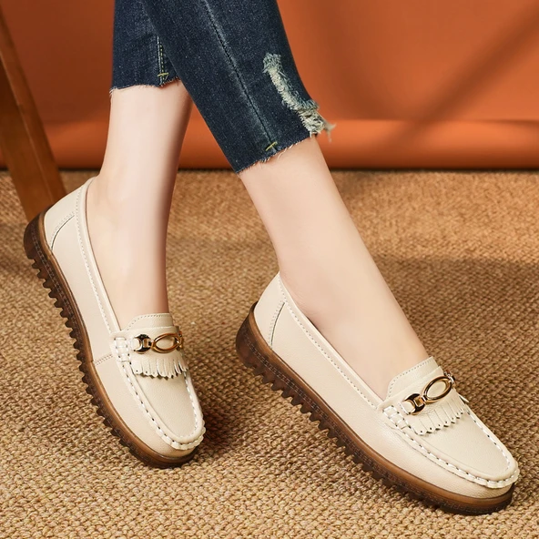 Kadın Günlük Kullanım Loafer Ayakkabı (Bej)