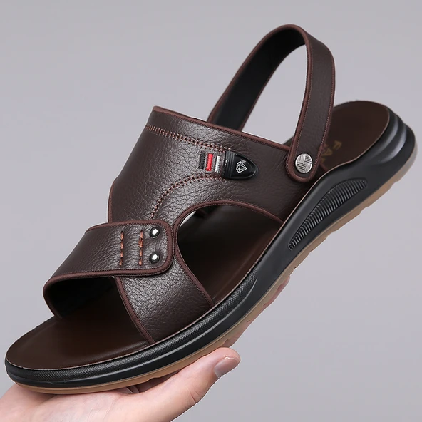 Erkek Deri Sandalet (Kahverengi)