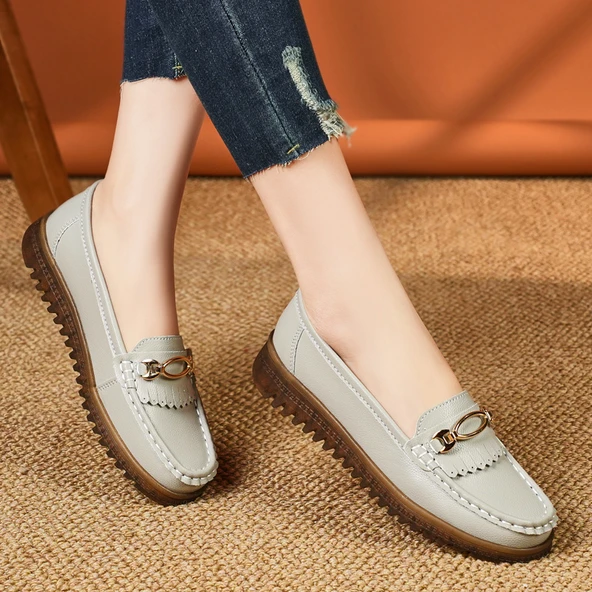 Kadın Günlük Kullanım Loafer Ayakkabı (Gri)