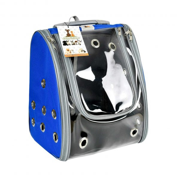 Şeffaf Kedi Köpek Taşıma Çantası Mavi Sırt Çantası