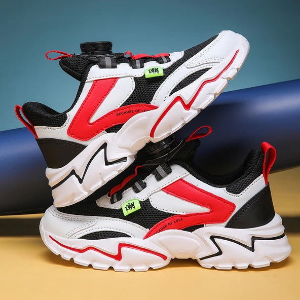 Unisex Çocuk Spor Ayakkabı (Siyah - Kırmızı)