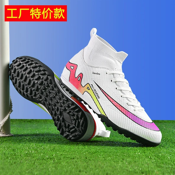 Unisex Krampon Futbol Ayakkabısı (Beyaz - Pembe)